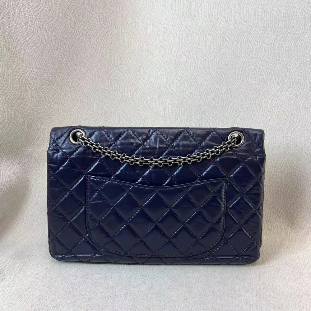 SOLD - CHANEL Dark Blue Crumpled Calfskin Reissue 2.55 226 - Picture 5 of 15